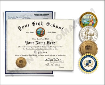 Fake High School Diploma and Transcript Design from the 1980s HS 80s D+T